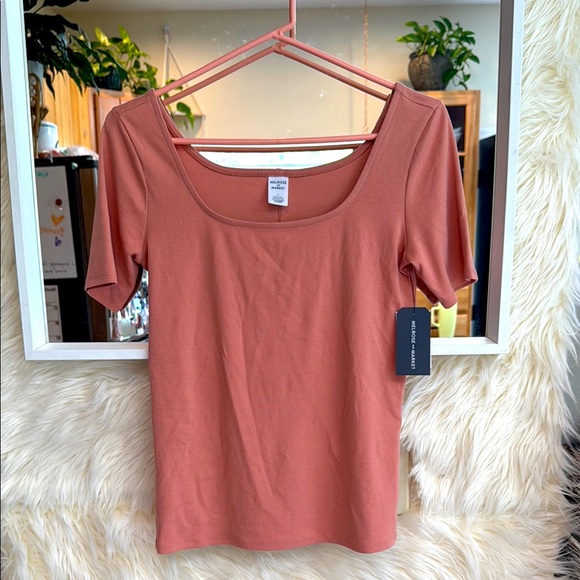 Melrose and Market Tops - Melrose and Market Pink Fitted short sleeve T-Shirt